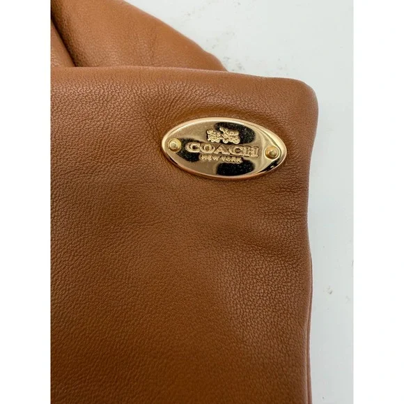 Coach Gloves Women 8 Saddle Brown Basic Sheep Leather Merino Wool Lined‎ NWT - Picture 3 of 7